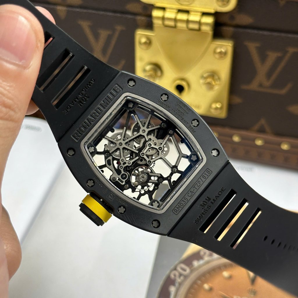 Đồng Hồ Richard Mille RM035 Americas Toro Chế Tác Vỏ Gốm Đen Dây Cao Su Nhà Máy ZF 40mm