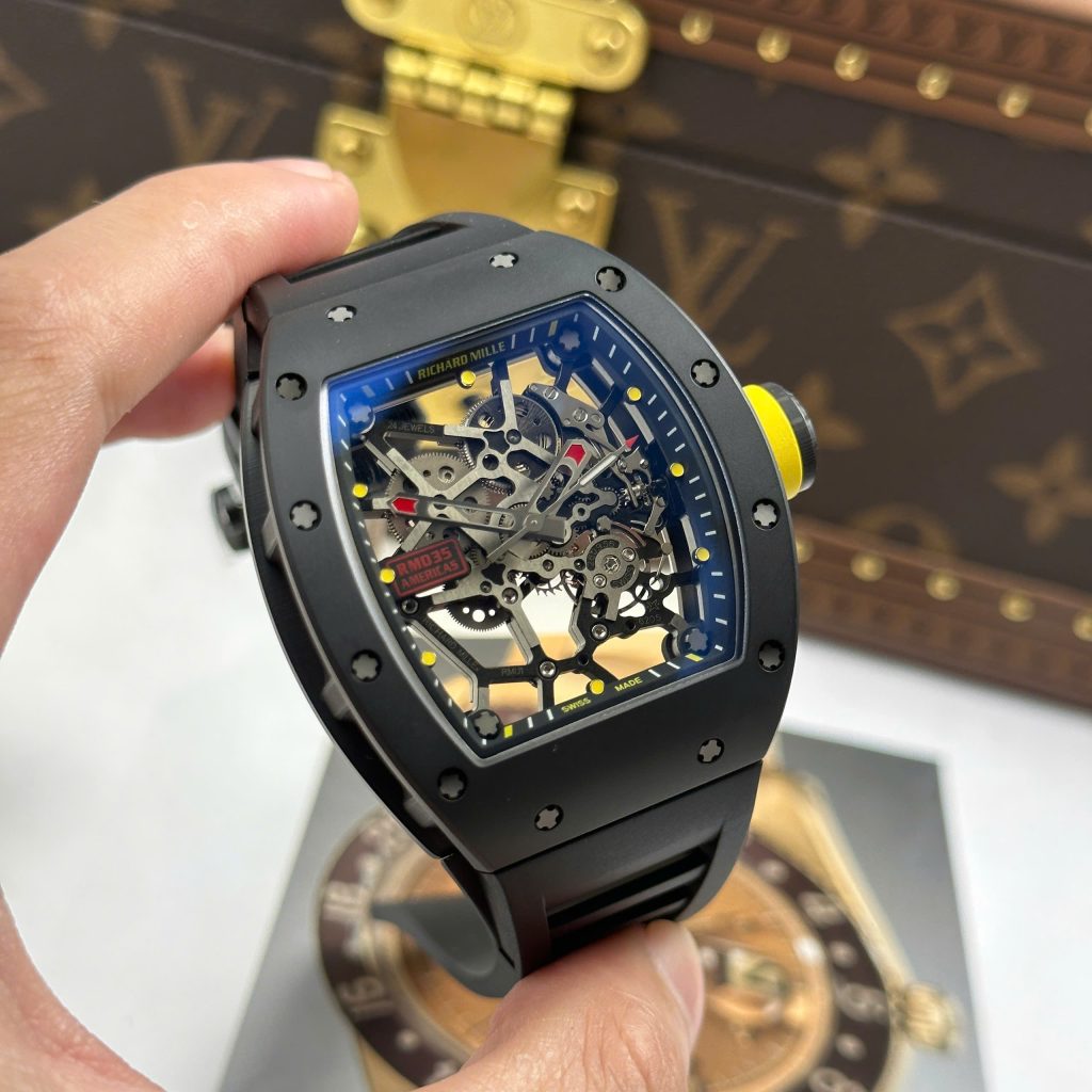 Đồng Hồ Richard Mille RM035 Americas Toro Chế Tác Vỏ Gốm Đen Dây Cao Su Nhà Máy ZF 40mm