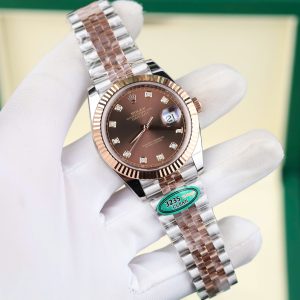 Đồng Hồ Rolex DateJust 126331 Replica 11 Mặt Chocolate Dây Kim Loại Demi Nhà Máy Clean 41mm
