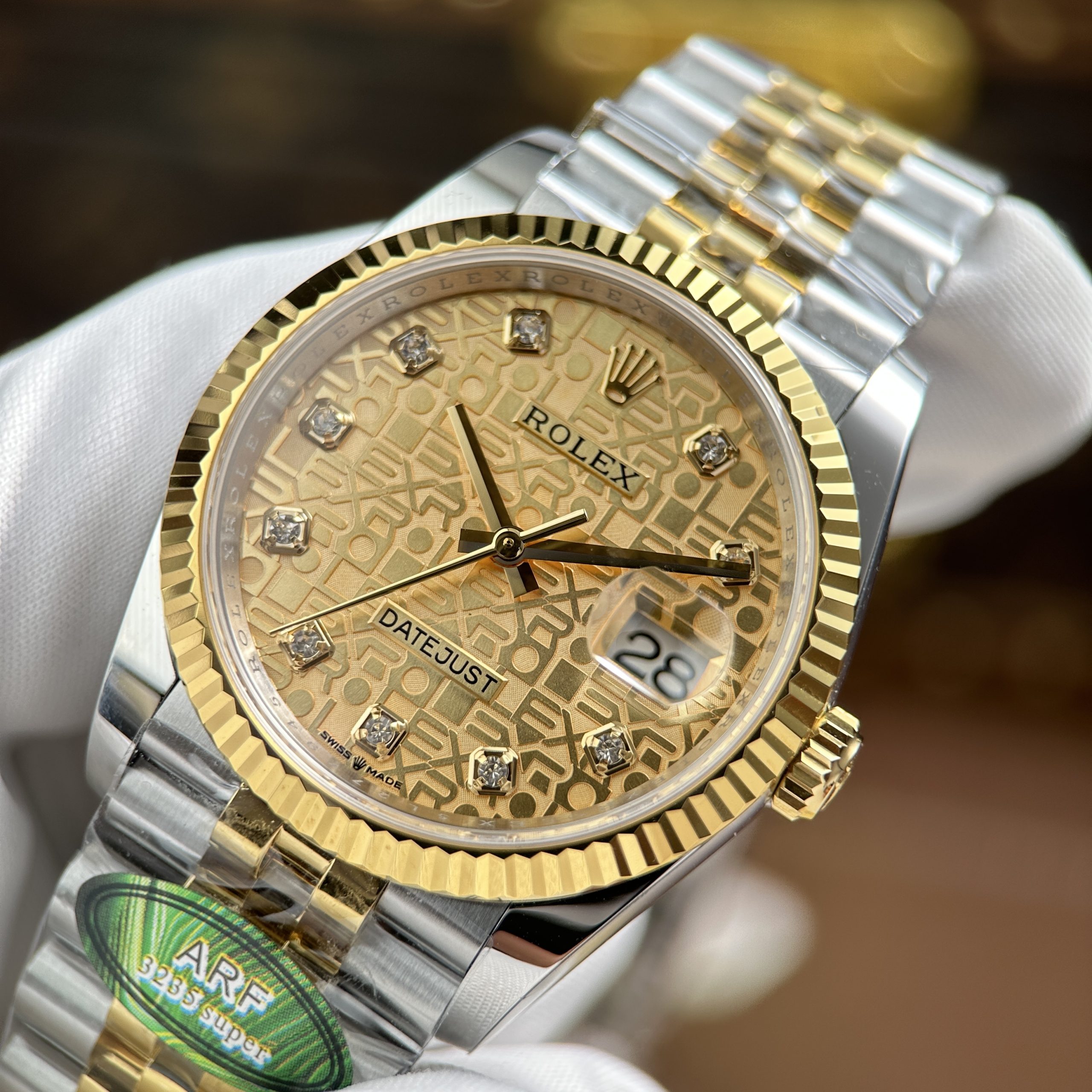 Đồng Hồ Rolex DateJust Chế Tác 11 Demi Vàng Mặt Hoạ Tiết Vi Tính Nhà Máy AR 36mm (9) Đồng Hồ Rolex DateJust Chế Tác 11 Demi Vàng Mặt Hoạ Tiết Vi Tính Nhà Máy AR 36mm