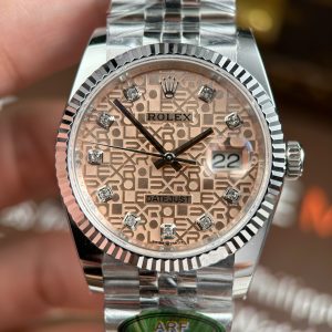 Đồng Hồ Rolex DateJust Chế Tác 11 Mặt Số Vi Tính Hồng Nhà Máy AR 36mm