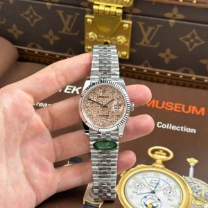 Đồng Hồ Rolex DateJust Chế Tác 11 Mặt Số Vi Tính Hồng Nhà Máy AR 36mm