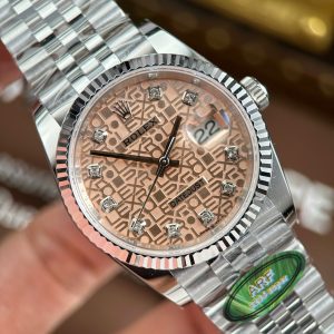 Đồng Hồ Rolex DateJust Chế Tác 11 Mặt Số Vi Tính Hồng Nhà Máy AR 36mm