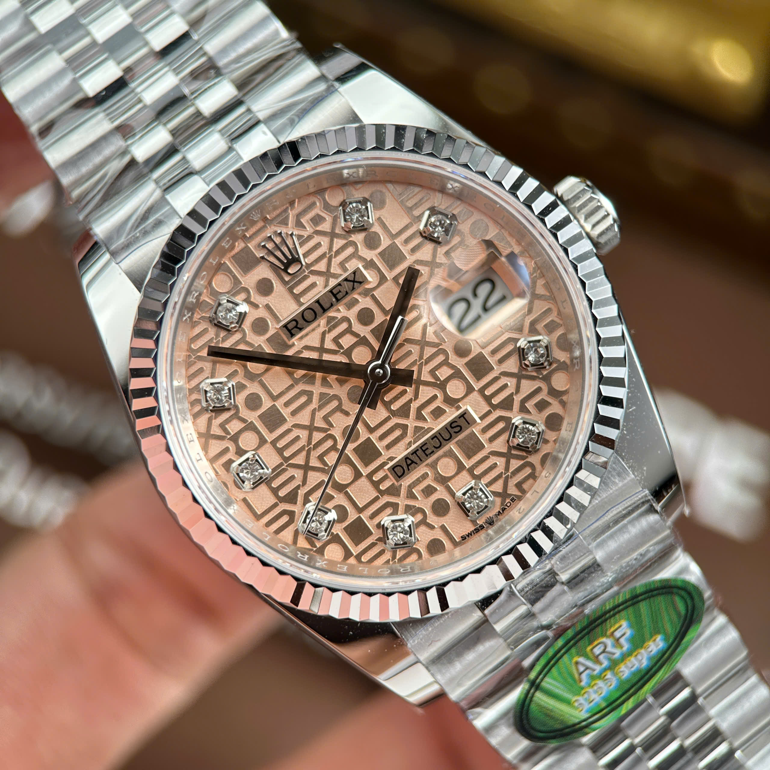 Đồng Hồ Rolex DateJust Chế Tác 11 Mặt Số Vi Tính Hồng Nhà Máy AR 36mm (5) Đồng Hồ Rolex DateJust Chế Tác 11 Mặt Số Vi Tính Hồng Nhà Máy AR 36mm