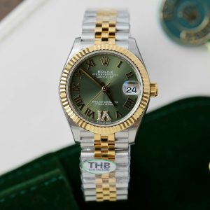 Đồng Hồ Rolex DateJust Nữ Demi Cọc Số La Mã Xanh Lá Nhà Máy THB 31mm