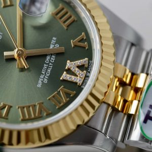 Đồng Hồ Rolex DateJust Nữ Demi Cọc Số La Mã Xanh Lá Nhà Máy THB 31mm