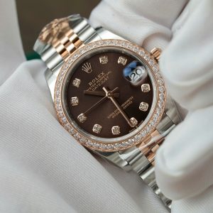 Đồng Hồ Rolex DateJust Replica 11 Demi Mặt Chocolate Đính Đá Nhà Máy THB 31mm