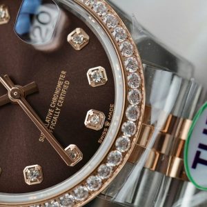 Đồng Hồ Rolex DateJust Replica 11 Demi Mặt Chocolate Đính Đá Nhà Máy THB 31mm
