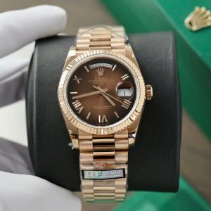 Đồng Hồ Rolex Day-Date 128235 Chế Tác Mặt Chocolate Trọng Lượng 159gr Nhà Máy QF 36mm