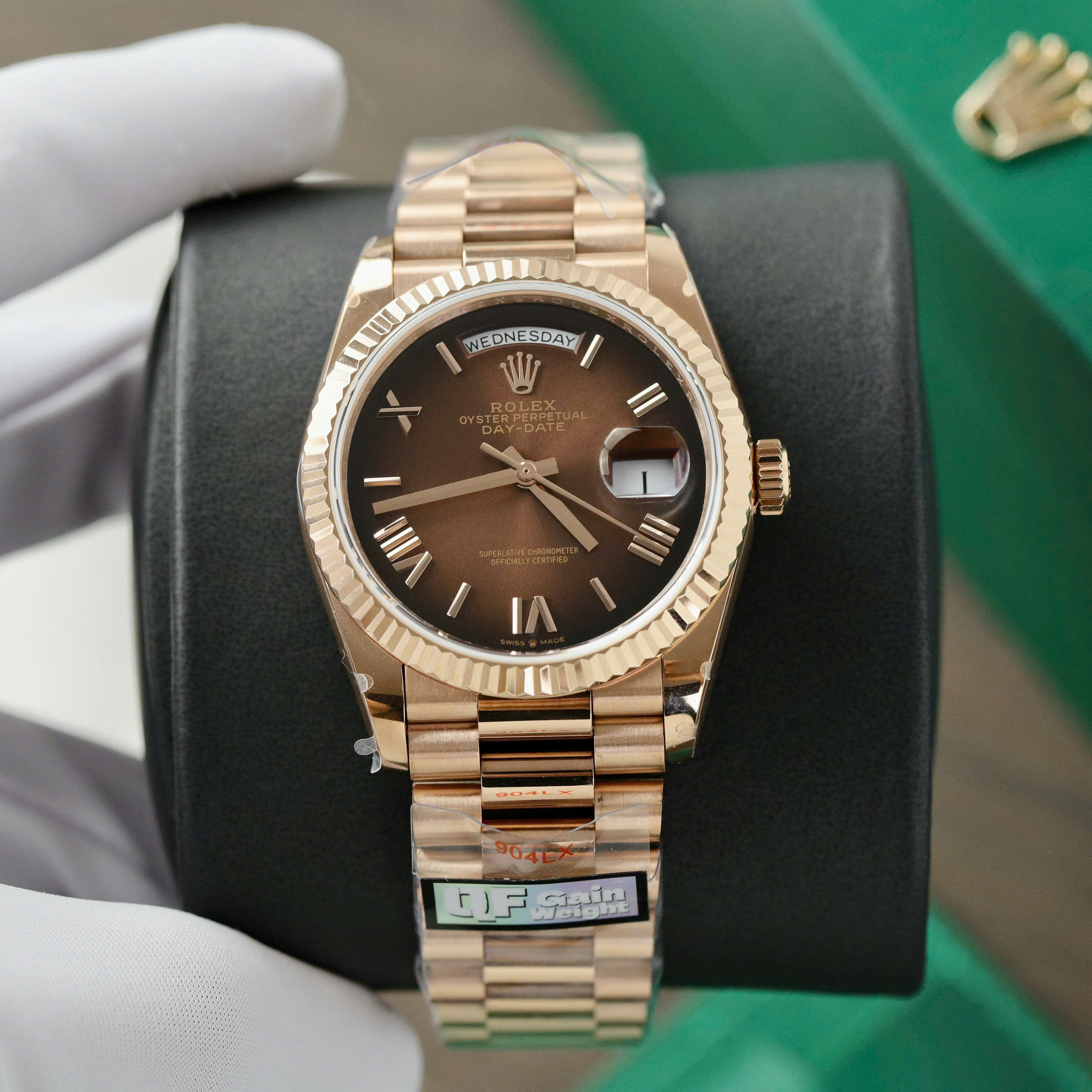 Đồng Hồ Rolex Day-Date 128235 Chế Tác Mặt Chocolate Trọng Lượng 159gr Nhà Máy QF 36mm (7) Đồng Hồ Rolex Day-Date 128235 Chế Tác Mặt Chocolate Trọng Lượng 159gr Nhà Máy QF 36mm