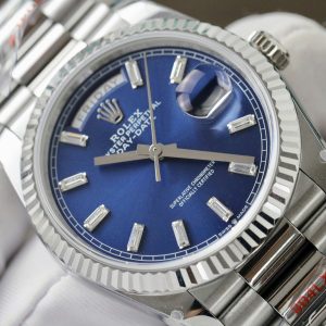 Đồng Hồ Rolex Day-Date 128236 Chế Tác Mặt Xanh Blue Cọc Số Đá Trọng Lượng 159gr Xưởng QF 36mm
