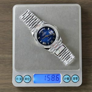 Đồng Hồ Rolex Day-Date 128236 Rep 11 Mặt Xanh Blue Trọng Lượng 159gr Nhà Máy QF 36mm