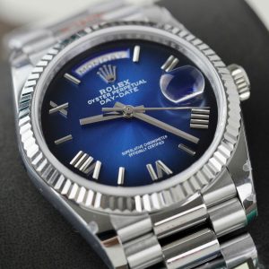 Đồng Hồ Rolex Day-Date 128236 Rep 11 Mặt Xanh Blue Trọng Lượng 159gr Nhà Máy QF 36mm