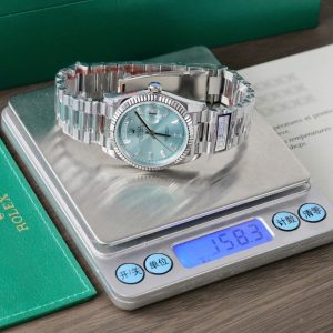 Đồng Hồ Rolex Day-Date 128236 Replica 11 Mặt Xanh Băng Trọng Lượng 159gr Nhà Máy QF 36mm