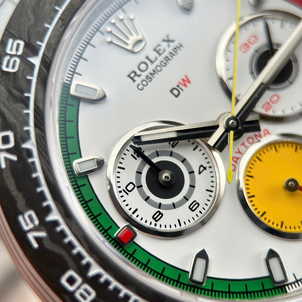 Đồng Hồ Rolex Daytona DiW Ferrari Chế Tác Vỏ Carbon Trắng Siêu Nhẹ 57Gram 40mm