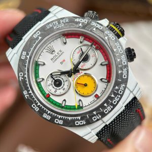 Đồng Hồ Rolex Daytona DiW Ferrari Chế Tác Vỏ Carbon Trắng Siêu Nhẹ 57Gram 40mm