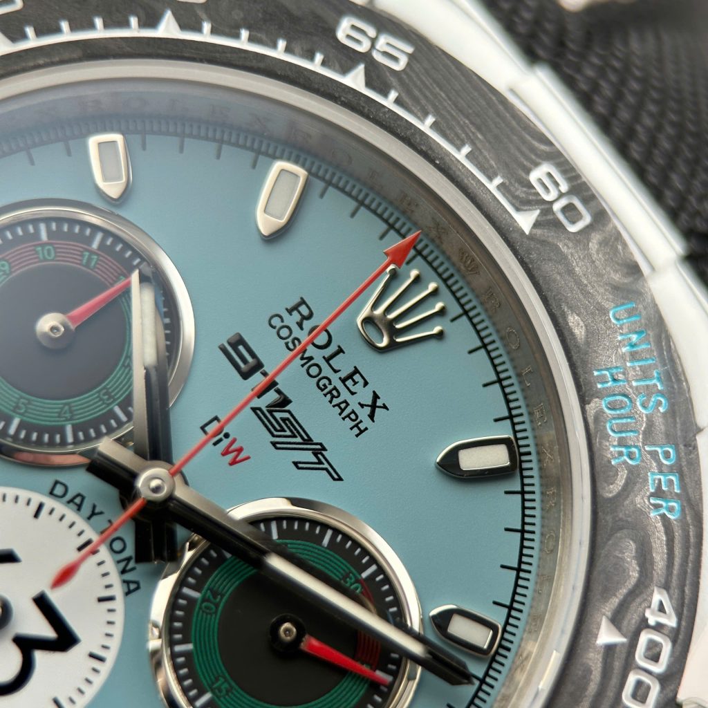 Đồng Hồ Rolex Daytona DiW Ferrari Replica 11 Mặt Tiffany Vỏ Carbon Trắng 40mm