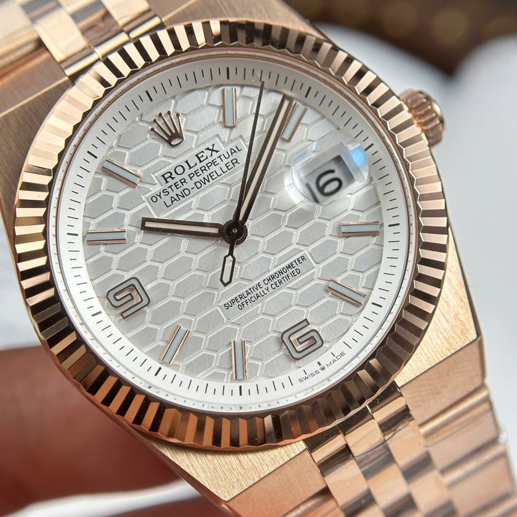 Đồng Hồ Rolex Land-Dweller 127335 Best Quality Mặt Trắng Mạ Vàng Hồng 40mm