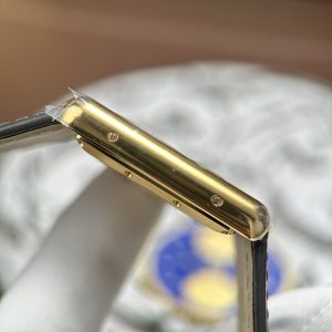 Đồng hồ Cartier Tank Louis Chế Tác Mạ Vàng Mặt Trắng Dây Da Màu Xám 27.8×38.1mm