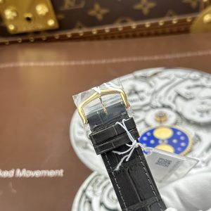 Đồng hồ Cartier Tank Louis Chế Tác Mạ Vàng Mặt Trắng Dây Da Màu Xám 27.8×38.1mm