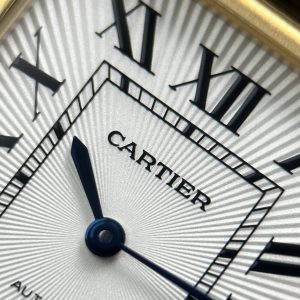 Đồng hồ Cartier Tank Louis Chế Tác Mạ Vàng Mặt Trắng Dây Da Màu Xám 27.8×38.1mm