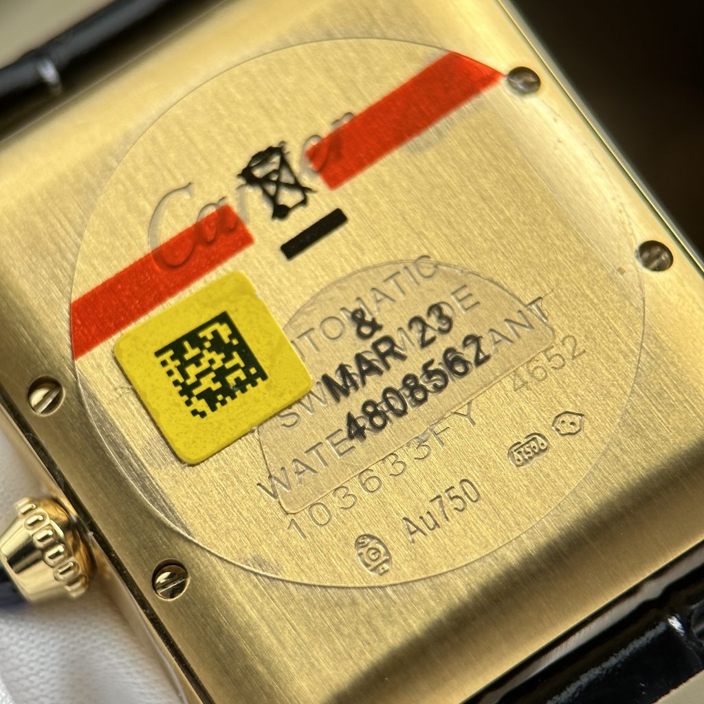 Đồng hồ Cartier Tank Louis Chế Tác Mạ Vàng Mặt Trắng Dây Da Màu Xám 27.8×38.1mm