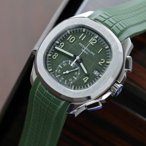 Đồng hồ Patek Philippe Replica 11 Aquanaut 5968G Dây Cao Su Màu Xanh Kaki 42.2mm