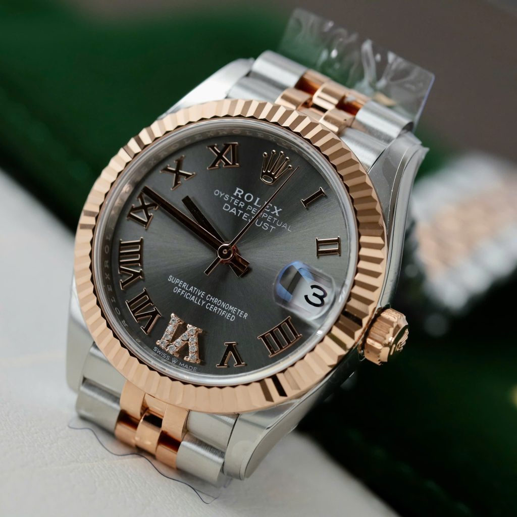 Đồng hồ Rolex DateJust Chế Tác Demi Mặt Xám Cọc Số La Mã Nhà Máy THB 31mm