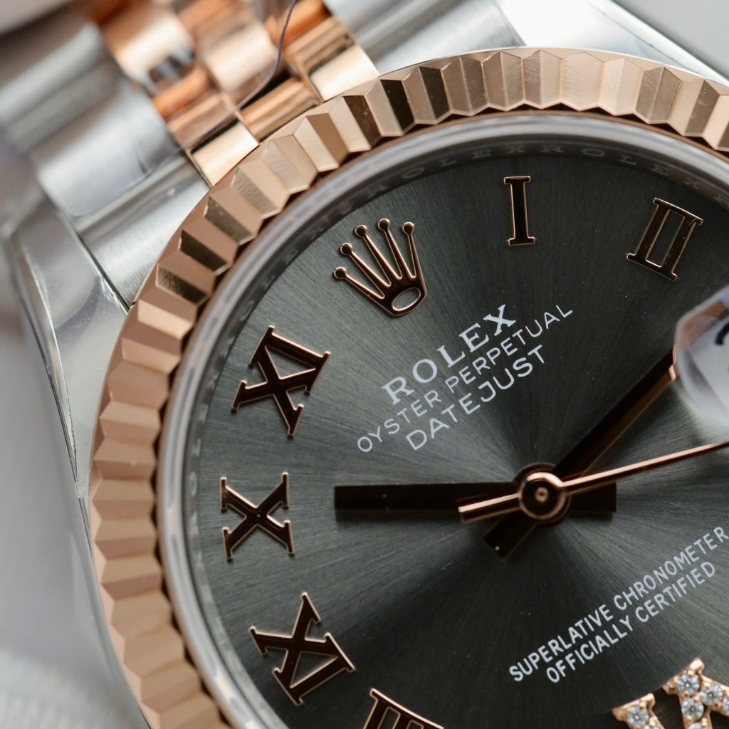 Đồng hồ Rolex DateJust Chế Tác Demi Mặt Xám Cọc Số La Mã Nhà Máy THB 31mm