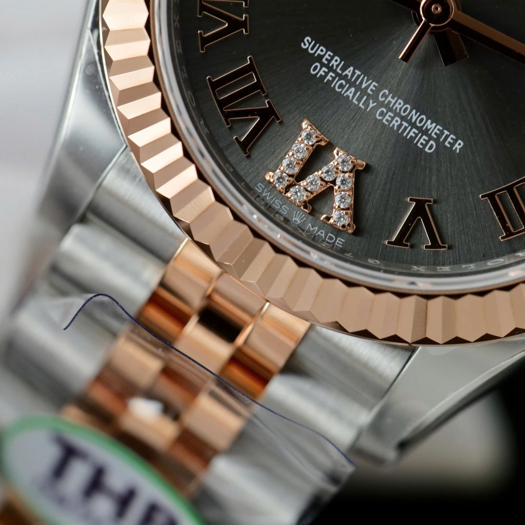 Đồng hồ Rolex DateJust Chế Tác Demi Mặt Xám Cọc Số La Mã Nhà Máy THB 31mm