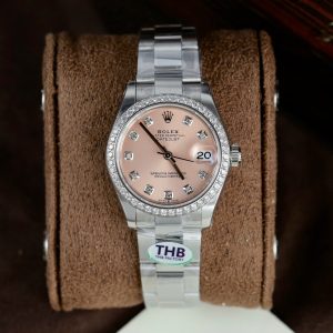 Đồng hồ Rolex DateJust Nữ Đính Đá Mặt Số Hồng Rep 11 Nhà Máy THB 31mm