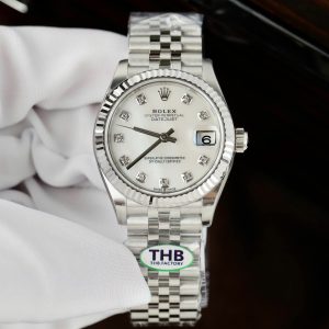 Đồng hồ Rolex DateJust Nữ Replica 11 Mặt Xà Cừ Dây Jubilee Nhà Máy THB 31mm