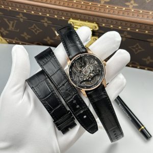 Đồng Hồ Audemars Piguet 26600 Replica Luxury Tourbillon Openworked Mạ Vàng Hồng Dây Da 41mm