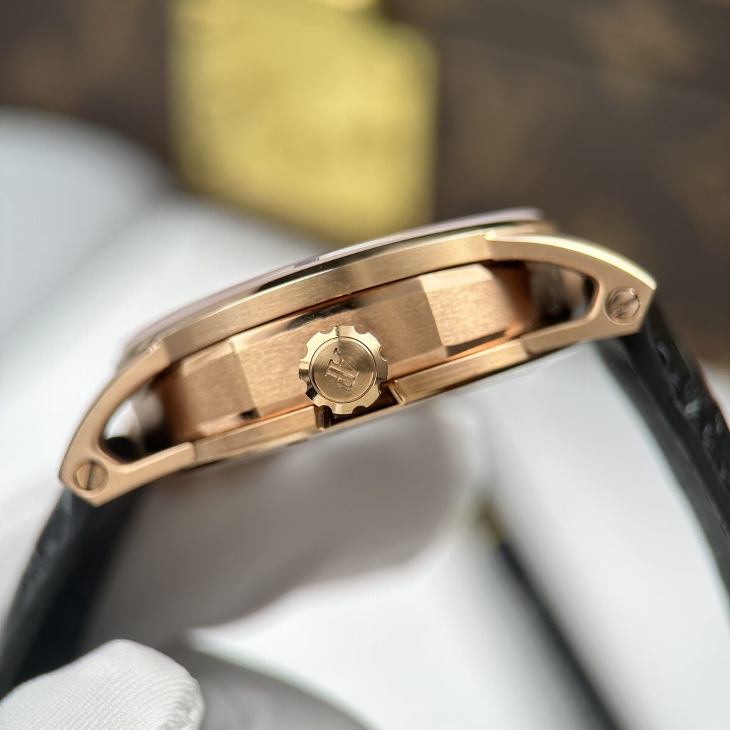 Đồng Hồ Audemars Piguet 26600 Replica Luxury Tourbillon Openworked Mạ Vàng Hồng Dây Da 41mm