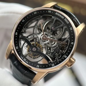 Đồng Hồ Audemars Piguet 26600 Replica Luxury Tourbillon Openworked Mạ Vàng Hồng Dây Da 41mm