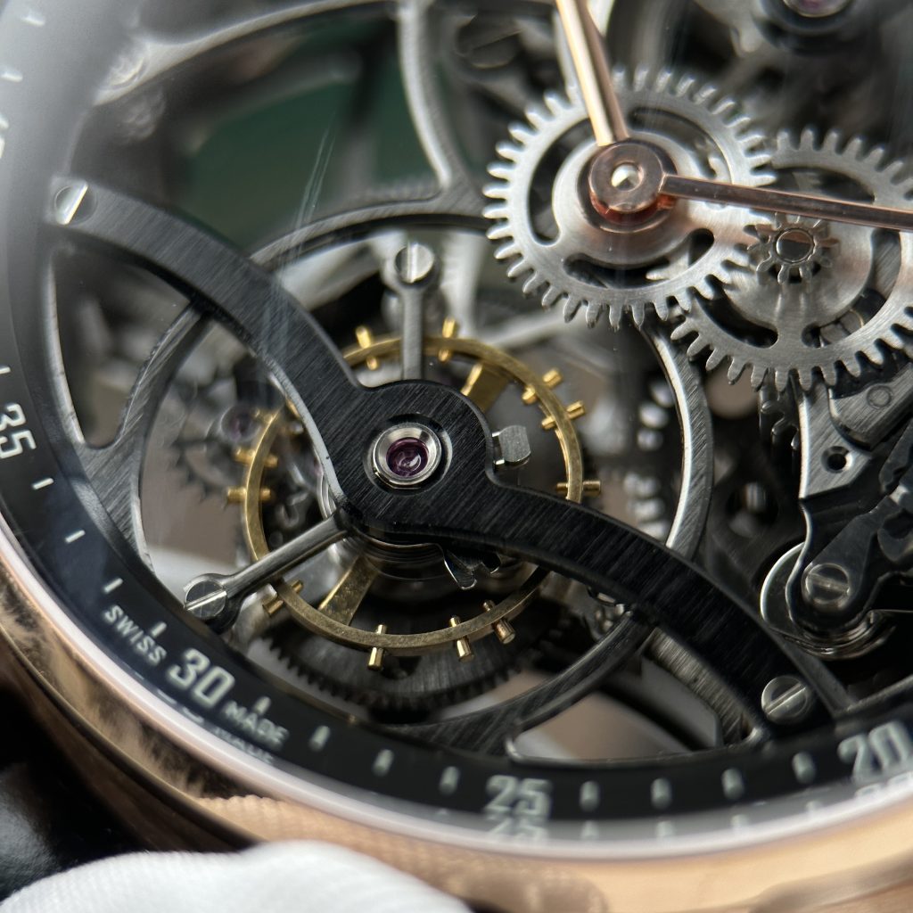 Đồng Hồ Audemars Piguet 26600 Replica Luxury Tourbillon Openworked Mạ Vàng Hồng Dây Da 41mm