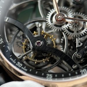 Đồng Hồ Audemars Piguet 26600 Replica Luxury Tourbillon Openworked Mạ Vàng Hồng Dây Da 41mm