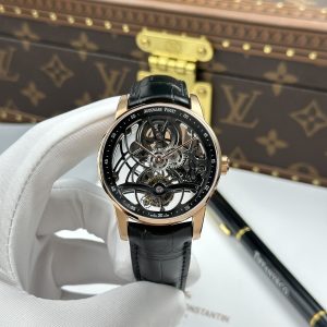Đồng Hồ Audemars Piguet 26600 Replica Luxury Tourbillon Openworked Mạ Vàng Hồng Dây Da 41mm