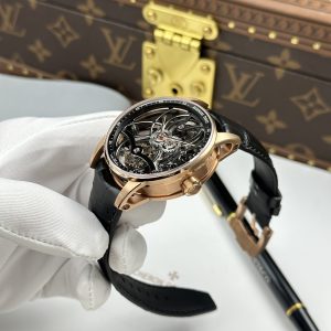 Đồng Hồ Audemars Piguet 26600 Replica Luxury Tourbillon Openworked Mạ Vàng Hồng Dây Da 41mm