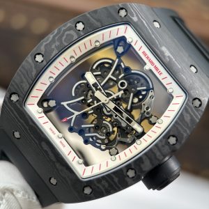 Đồng Hồ Richard Mille Chế Tác Carbon NTPT RM055 Dây Cao Su Đen Nhà Máy ZF 49.9×42.7mm