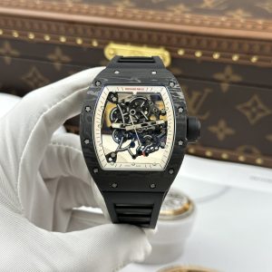 Đồng Hồ Richard Mille Chế Tác Carbon NTPT RM055 Dây Cao Su Đen Nhà Máy ZF 49.9×42.7mm