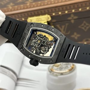 Đồng Hồ Richard Mille Chế Tác Carbon NTPT RM055 Dây Cao Su Đen Nhà Máy ZF 49.9×42.7mm