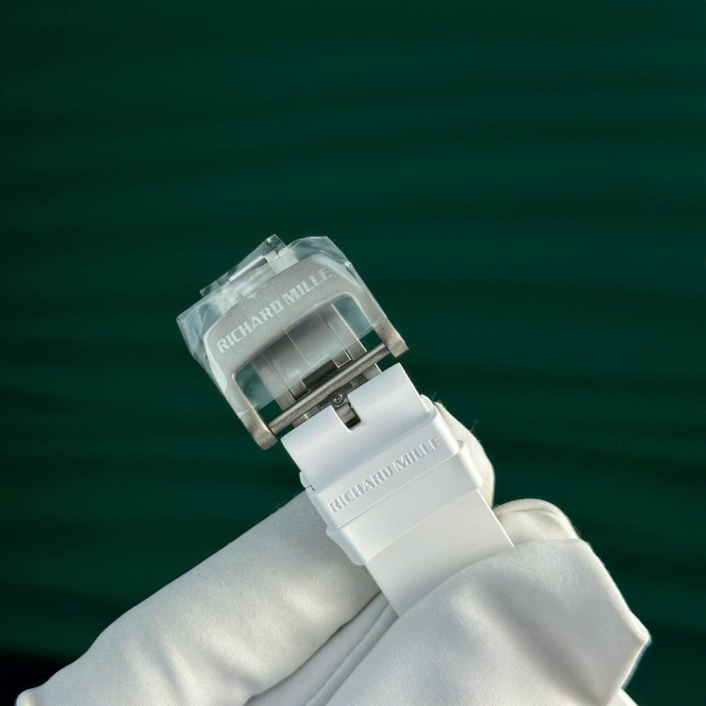 Đồng Hồ Richard Mille Chế Tác Carbon NTPT RM055 Dây Cao Su Trắng Nhà Máy ZF 49.9×42.7mm