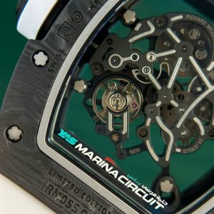 Đồng Hồ Richard Mille Chế Tác Carbon NTPT RM055 Dây Cao Su Trắng Nhà Máy ZF 49.9×42.7mm