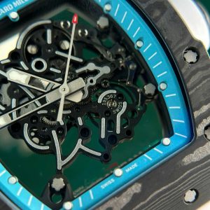Đồng Hồ Richard Mille Chế Tác Carbon NTPT RM055 Dây Cao Su Trắng Nhà Máy ZF 49.9×42.7mm