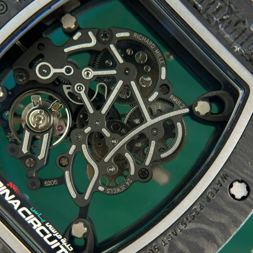 Đồng Hồ Richard Mille Chế Tác Carbon NTPT RM055 Dây Cao Su Trắng Nhà Máy ZF 49.9×42.7mm