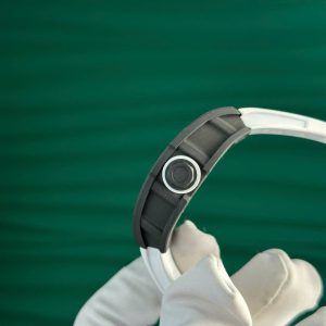 Đồng Hồ Richard Mille Chế Tác Carbon NTPT RM055 Dây Cao Su Trắng Nhà Máy ZF 49.9×42.7mm