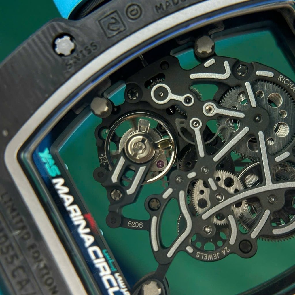 Đồng Hồ Richard Mille Chế Tác Carbon NTPT RM055 Màu Xanh Dương Nhà Máy ZF 49.9×42.7mm