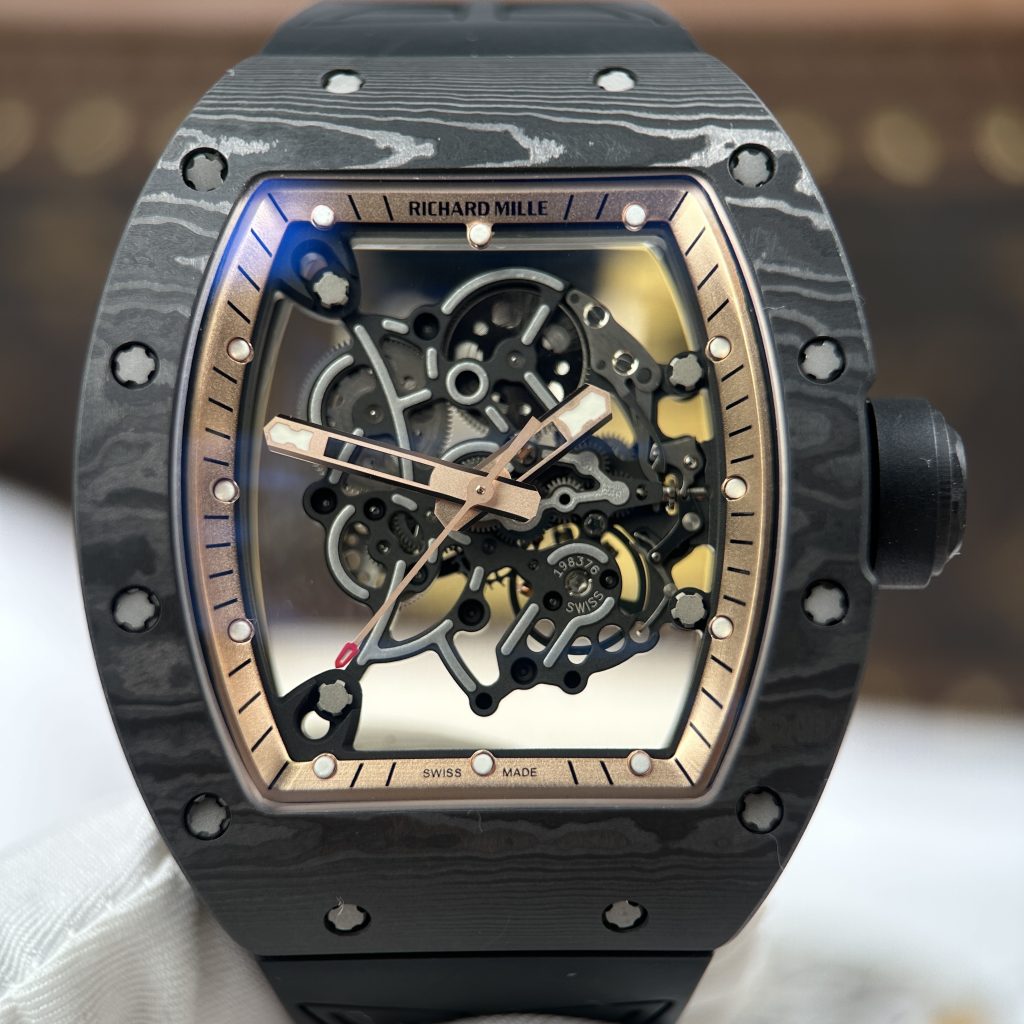 Đồng Hồ Richard Mille RM055-CA-RG Black Chế Tác Dây Cao Su Nhà Máy ZF 49.9×42.7mm