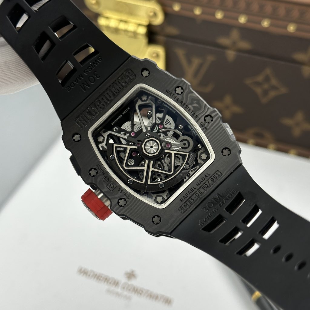 Đồng Hồ Richard Mille Replica 11 RM 35-03 Rafael Nadal Vỏ Carbon TPT Màu Đen 43.2x50mm